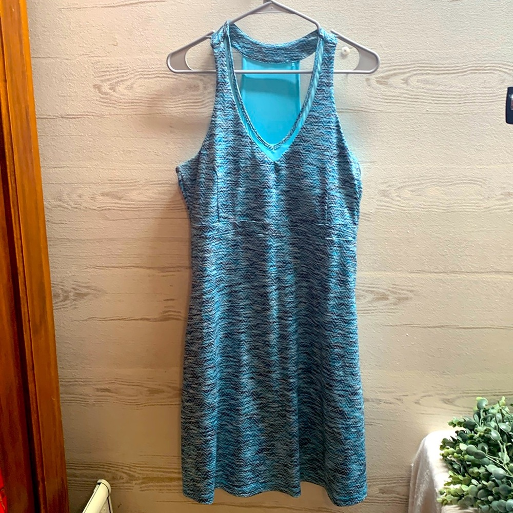 MPG teal black racer back dress size L.